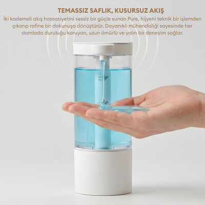 Pizen Pure Şarjlı Otomatik Sensörlü Sıvı Sabunluk Temassız 2 Kademeli Akış IPX5 Suya Dayanıklı Dispenseri - 5