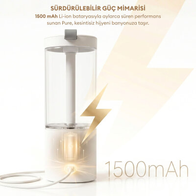Pizen Pure Şarjlı Otomatik Sensörlü Sıvı Sabunluk Temassız 2 Kademeli Akış IPX5 Suya Dayanıklı Dispenseri - 7
