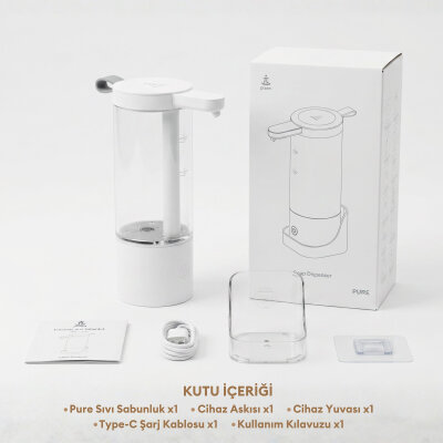 Pizen Pure Şarjlı Otomatik Sensörlü Sıvı Sabunluk Temassız 2 Kademeli Akış IPX5 Suya Dayanıklı Dispenseri - 8