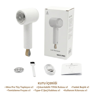 Pizen Wax Pro 6 Bıçaklı Şarjlı Tüy Tiftik Temizleme Makinesi Dahili Toplama Rulosu 2 in 1 Lint Roller Beyaz - 10