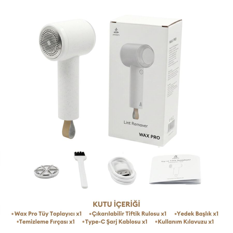 Pizen Wax Pro 6 Bıçaklı Şarjlı Tüy Tiftik Temizleme Makinesi Dahili Toplama Rulosu 2 in 1 Lint Roller Beyaz - 10