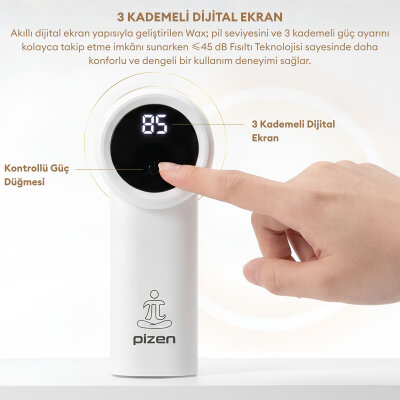 Pizen Wax Şarjlı Taşınabilir Tüy Tiftik Temizleyici 3 Kademeli Dijital Göstergeli 2 Yedek Bıçaklı Lint Roller Beyaz - 4