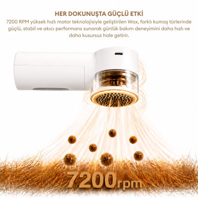 Pizen Wax Şarjlı Taşınabilir Tüy Tiftik Temizleyici 3 Kademeli Dijital Göstergeli 2 Yedek Bıçaklı Lint Roller Beyaz - 5