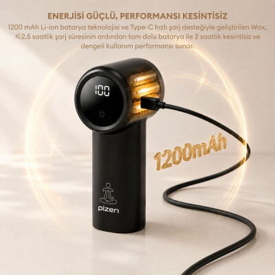 Pizen Wax Şarjlı Taşınabilir Tüy Tiftik Temizleyici 3 Kademeli Dijital Göstergeli 2 Yedek Bıçaklı Lint Roller Siyah - 3