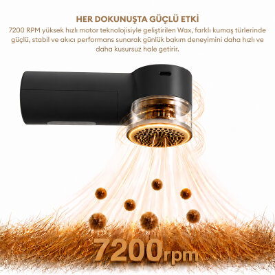 Pizen Wax Şarjlı Taşınabilir Tüy Tiftik Temizleyici 3 Kademeli Dijital Göstergeli 2 Yedek Bıçaklı Lint Roller Siyah - 5