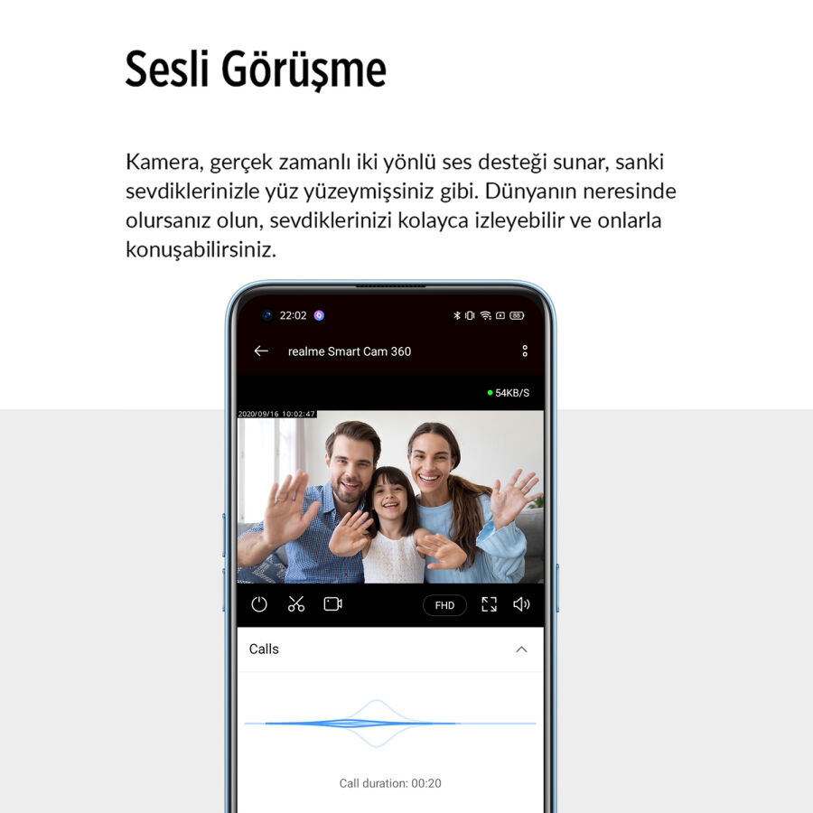 Realme 360° Full HD Wi-Fi  IP Akıllı Kablosuz Güvenlik Kamerası Bebek Monitörü Evcil Hayvan Kamerası İç Mekan Kamera - 3
