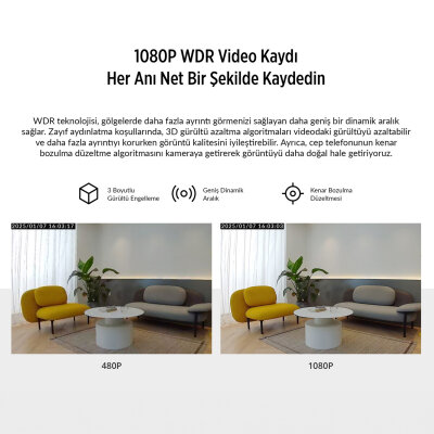 Realme 360° Full HD Wi-Fi IP Akıllı Kablosuz Güvenlik Kamerası Bebek Monitörü Evcil Hayvan Kamerası İç Mekan Kamera - 8