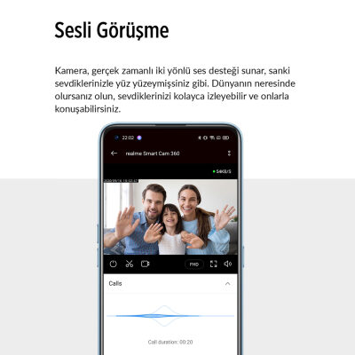 Realme 360° Full HD Wi-Fi  IP Akıllı Kablosuz Güvenlik Kamerası Bebek Monitörü Evcil Hayvan Kamerası İç Mekan Kamera - 3