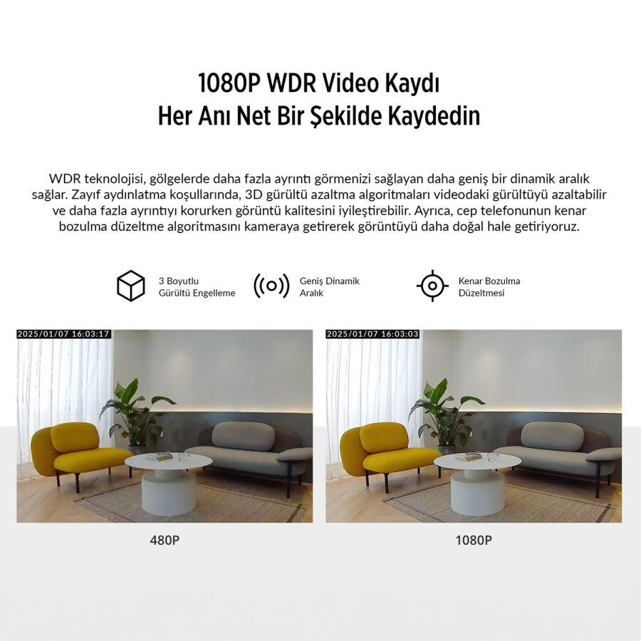 Realme 360° Full HD Wi-Fi  IP Akıllı Kablosuz Güvenlik Kamerası Bebek Monitörü Evcil Hayvan Kamerası İç Mekan Kamera - 8