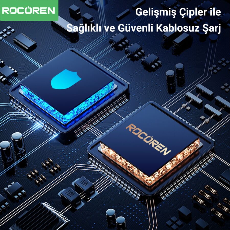 Rocoren 15W Kablosuz Şarj Destekli Magsafe Uyumlu RGB Işıklı Araç içi Telefon Tutucu - 4