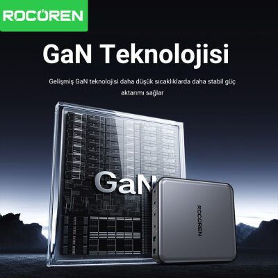 Rocoren 200W Gan 6 Portlu Şarj Cihazı 4*Type-C 2*USB-A Macbook iPhone Samsung Uyumlu Şarj İstasyonu - 2