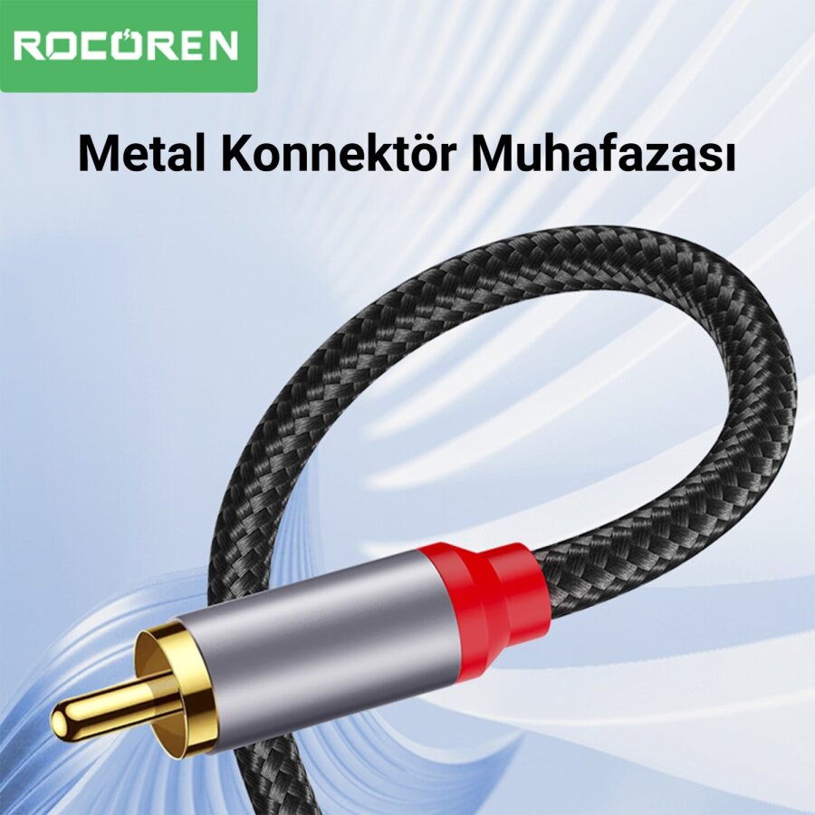 Rocoren 3.5mm AUX Jack to RCA Hi-Fi Ses Kablosu 50 CM - 4