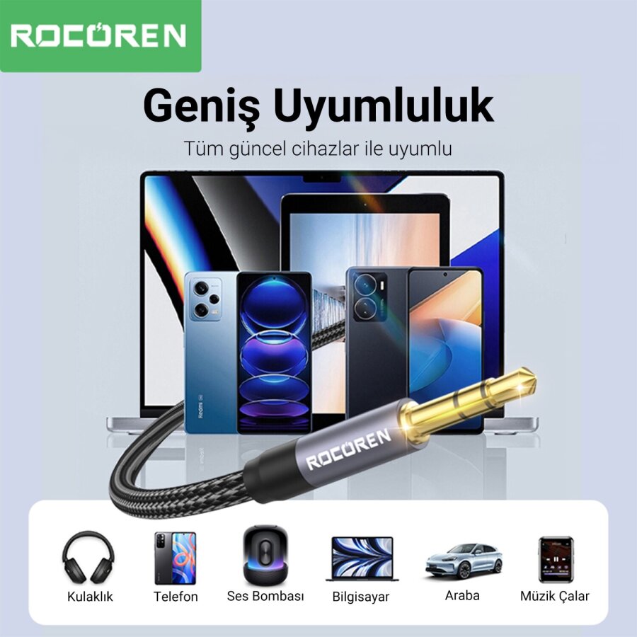 Rocoren 3.5mm Hi-Fi TRS AUX Ses Kablosu 50 CM - 5