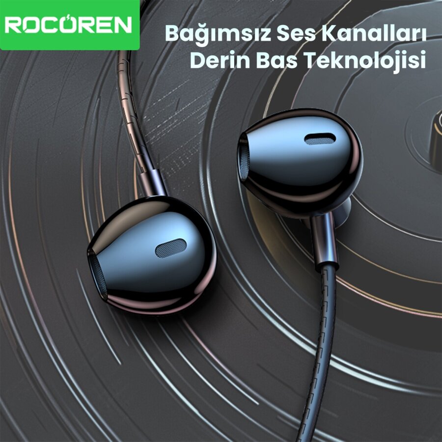 Rocoren 3.5mm Jack Girişli Mikrofonlu Kablolu Kulak İçi Kulaklık - 4