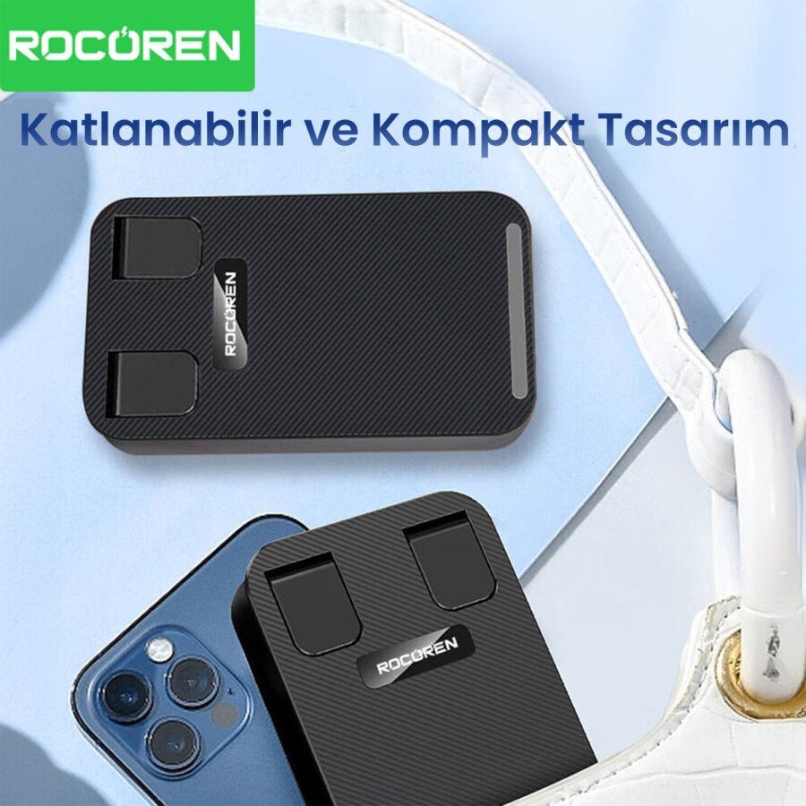 Rocoren 360° Dönebilen Katlanabilir Yükseklik ve Eğim Ayarlı Telefon Tutucu Stand - 5