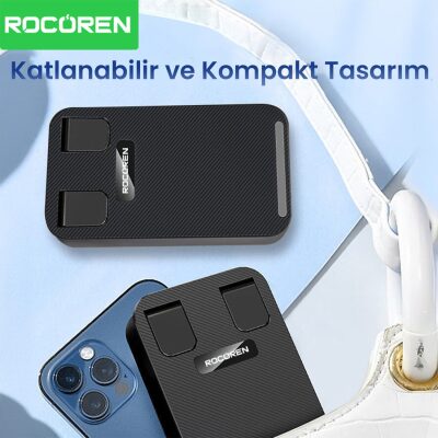 Rocoren 360° Dönebilen Katlanabilir Yükseklik ve Eğim Ayarlı Telefon Tutucu Stand - 5