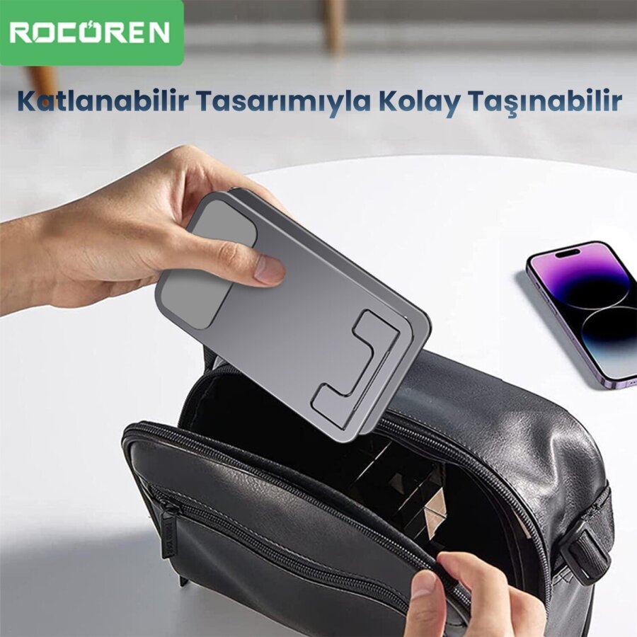 Rocoren 360° Döner Mekanizmalı Katlanabilir Alüminyum Telefon Standı - 4