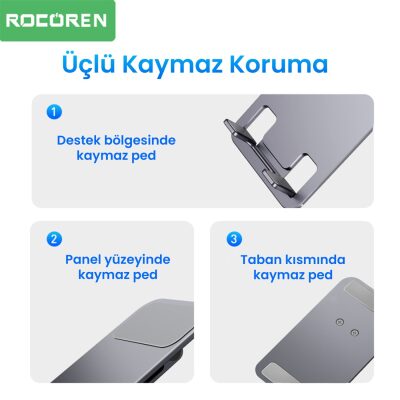 Rocoren 360° Döner Mekanizmalı Katlanabilir Alüminyum Telefon Standı - 3