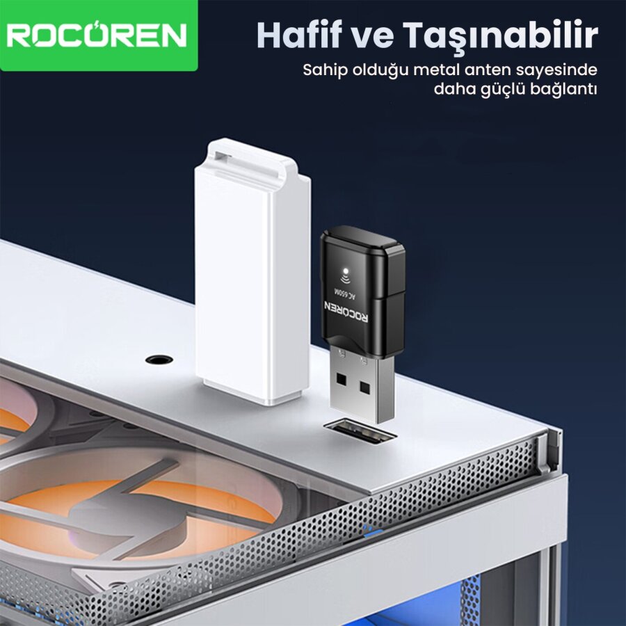 Rocoren 650 Mbps 2.4 & 5GHz Dual Band USB WiFi Adaptör - 5