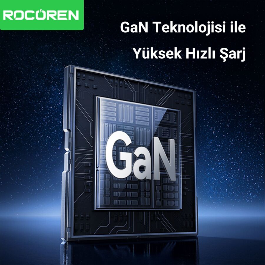 Rocoren 70W GaN Şarj Cihazı Type-C ve USB-A 3-Portlu Hızlı Şarj Aleti - 2