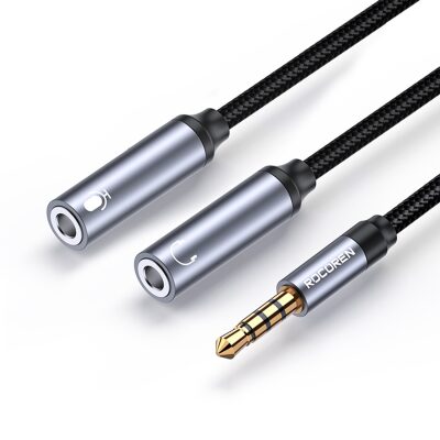 Rocoren Hi-Fi TRRS Mikrofon ve Kulaklık Birleştirici 3.5mm Y Jack Kablo