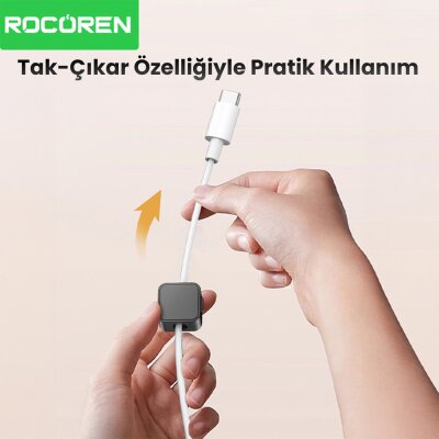 Rocoren Manyetik Kablo Düzenleyici ve Tutucu Klips Seti Beyaz - 3