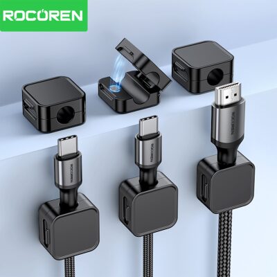 Rocoren Manyetik Kablo Düzenleyici ve Tutucu Klips Seti Beyaz - 5