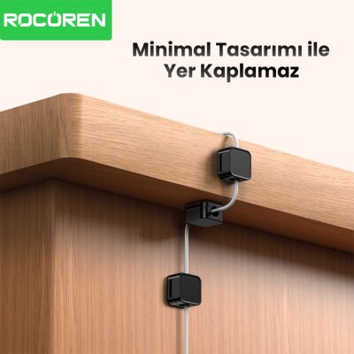 Rocoren Manyetik Kablo Düzenleyici ve Tutucu Klips Seti Siyah - 4