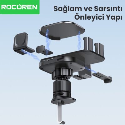 Rocoren Metal Kancalı Havalandırma Destekli Araç içi Telefon Tutucu - 3