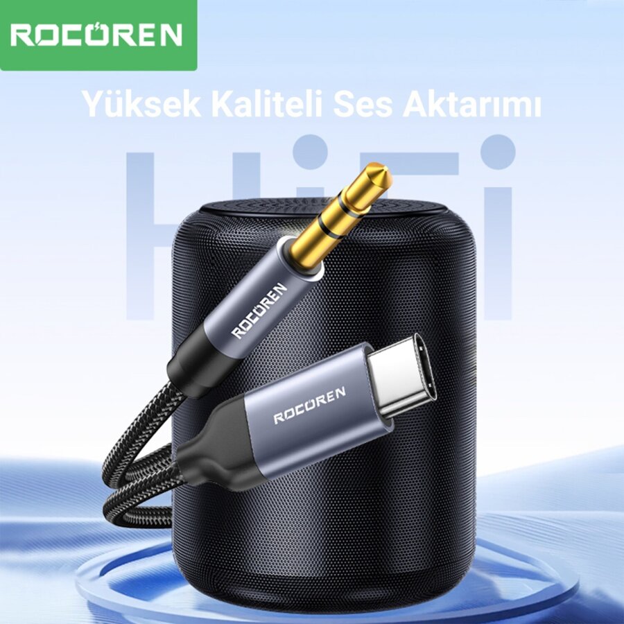 Rocoren Type-C to 3.5mm Jack AUX Hi-Fi DAC Ses Kablosu 1 Metre - 2