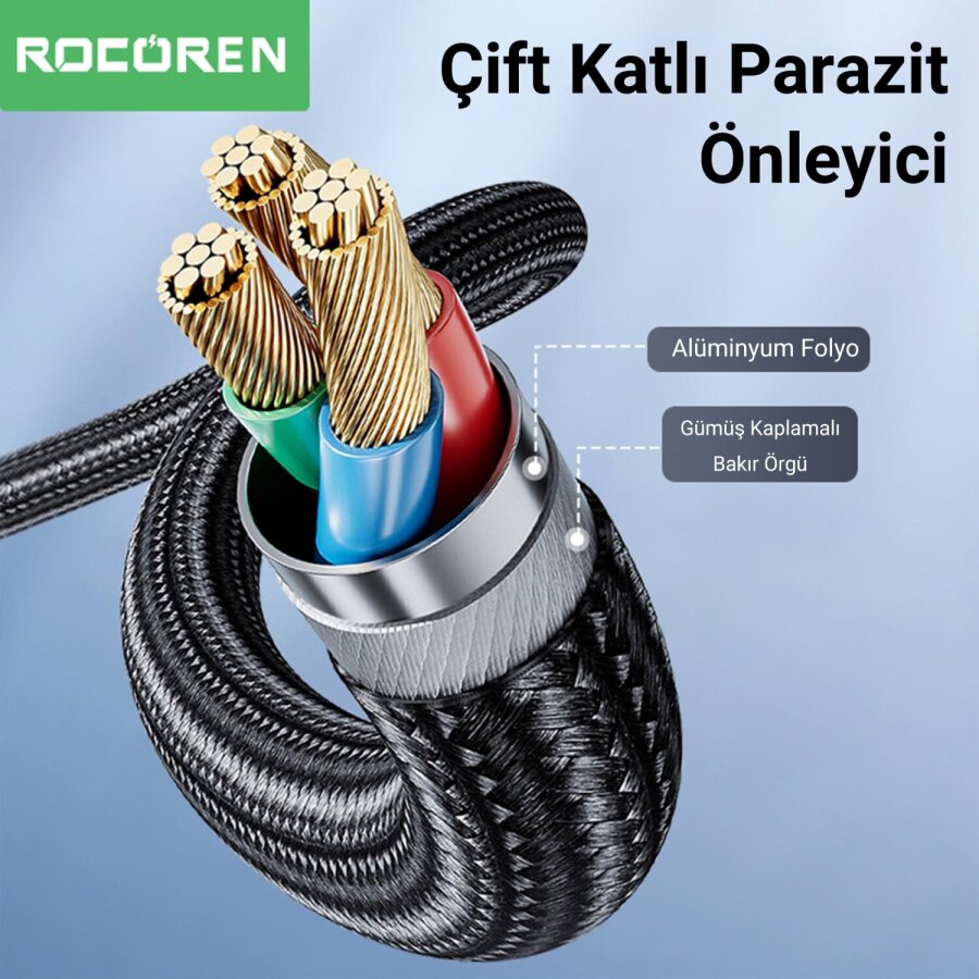 Rocoren Type-C to 3.5mm Jack AUX Hi-Fi DAC Ses Kablosu 3 Metre - 4