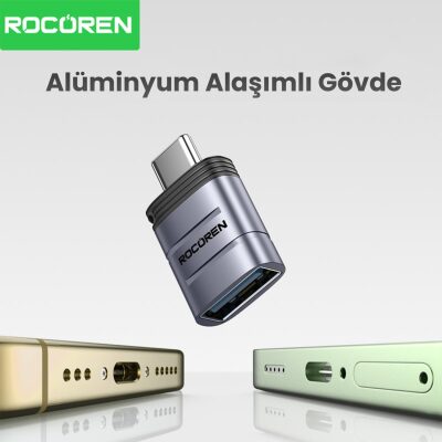 Rocoren Type-C to USB 3.2 5Gbps OTG Çevirici Dönüştürücü Adaptör - 3