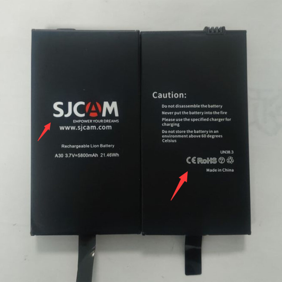 SJCAM A30 Batarya 5800mAh Şarj Edilebilir Lityum Pil Uyumlu Yedek Batarya - 2