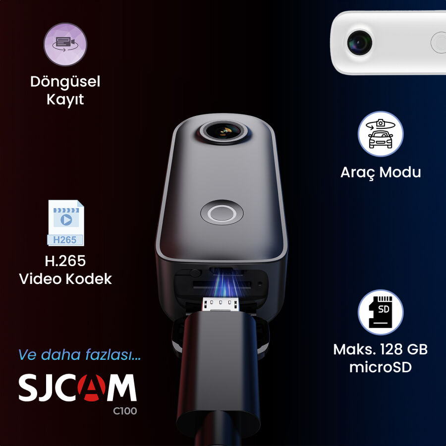 SJCAM C100 Full HD Mini Aksiyon Kamerası Siyah - 8