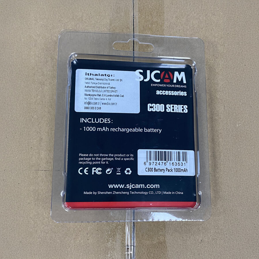 SJCAM C300 & C300 Pocket Uyumlu 1000mAh Batarya Siyah - 7