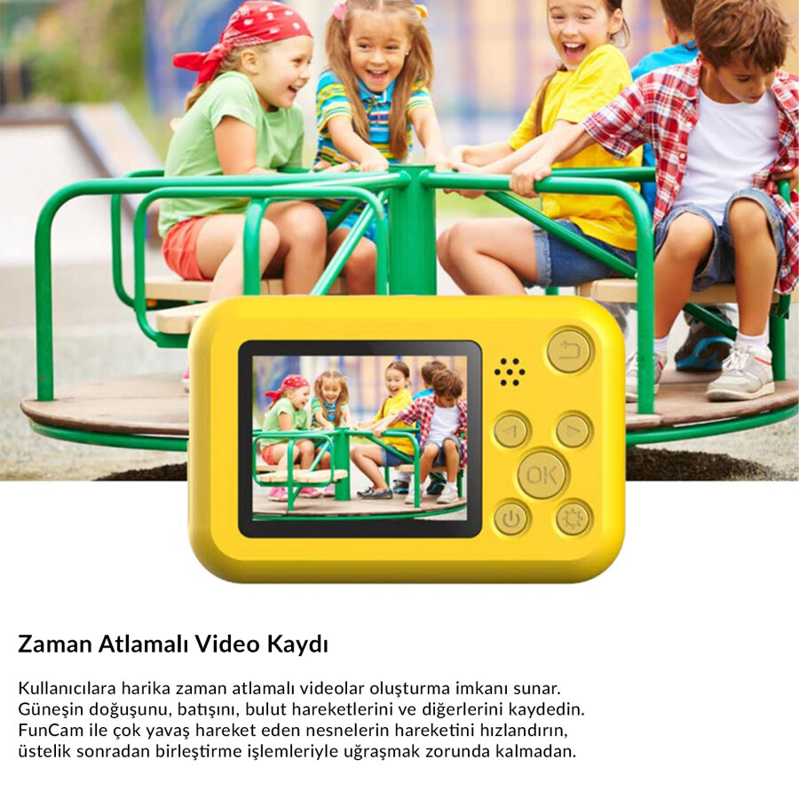 SJCAM FunCam Çocuklar için Fotoğraf Makinesi ve Kamera Köpek Desenli Sarı - 8