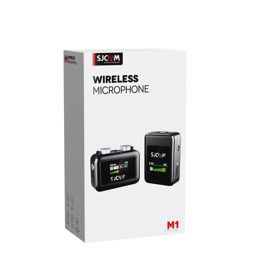 SJCAM M1 Profesyonel Kablosuz Yaka Mikrofonu (1TX  + 1 RX) 100dB Tek Vericili Gürültü Engelleyici (SNR) LCD Ekran - 9