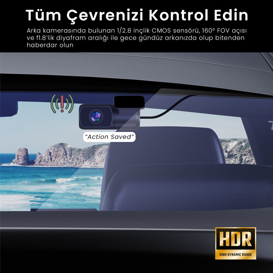 SJCAM M60 2 Kameralı Ön+Arka 4K+FHD HDR Sony Starvis 2 Sensörlü Wi-Fi GPS'li Araç Kamerası - 6