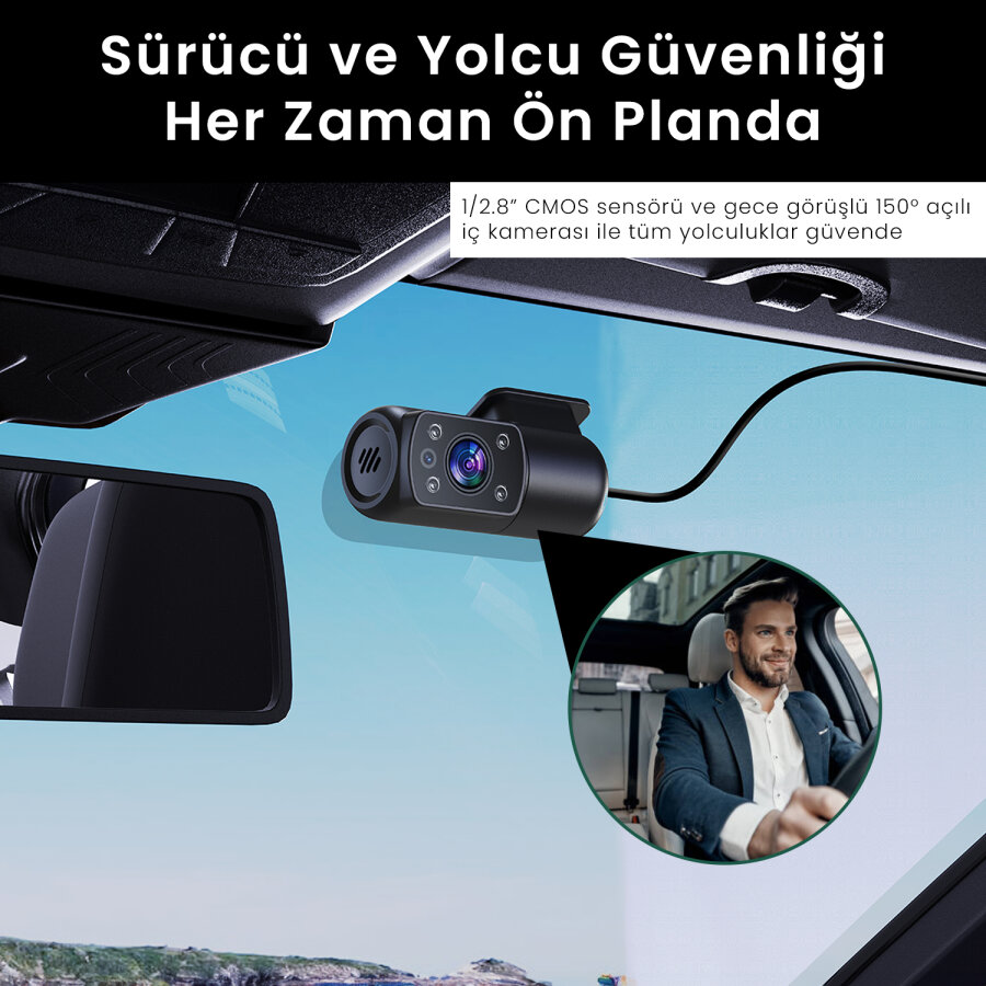 SJCAM M60 2 Kameralı Ön+Arka 4K+FHD HDR Sony Starvis 2 Sensörlü Wi-Fi GPS'li Araç Kamerası - 8