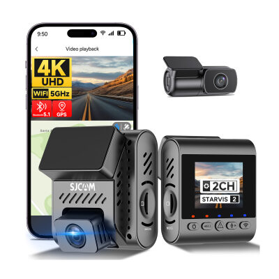 SJCAM M60 2 Kameralı Ön+Arka 4K+FHD HDR Sony Starvis 2 Sensörlü Wi-Fi GPS'li Araç Kamerası