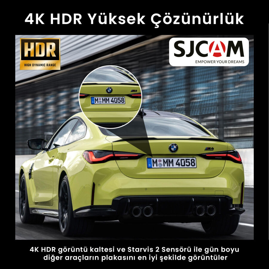SJCAM M60 2 Kameralı Ön+Arka 4K+FHD HDR Sony Starvis 2 Sensörlü Wi-Fi GPS'li Araç Kamerası - 9
