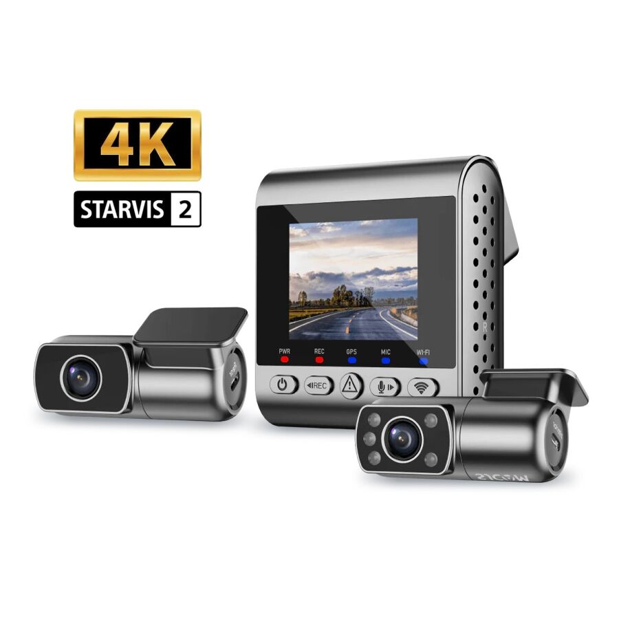 SJCAM M60 3 Kameralı Ön+İç+Arka 4K+FHD+FHD HDR Sony Starvis 2 Sensörlü Wi-Fi GPS'li Araç Kamerası - 1