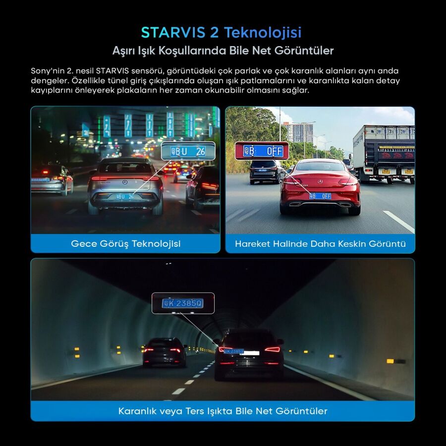 SJCAM M60 3 Kameralı Ön+İç+Arka 4K+FHD+FHD HDR Sony Starvis 2 Sensörlü Wi-Fi GPS'li Araç Kamerası - 8