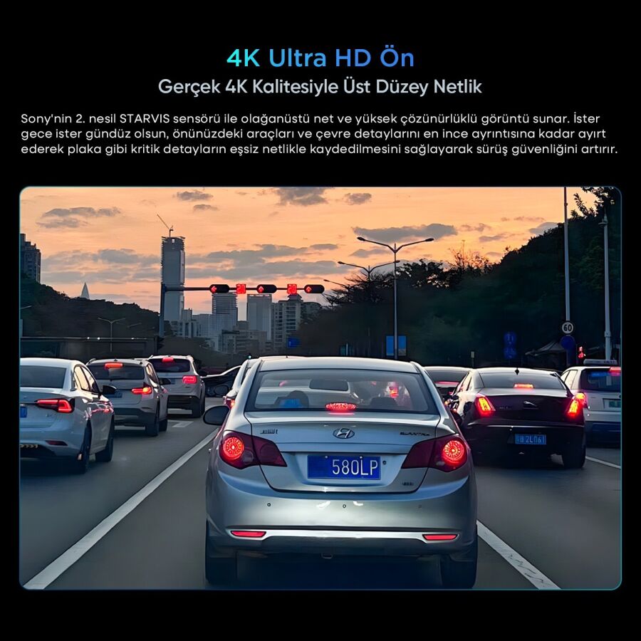 SJCAM M60 3 Kameralı Ön+İç+Arka 4K+FHD+FHD HDR Sony Starvis 2 Sensörlü Wi-Fi GPS'li Araç Kamerası - 11