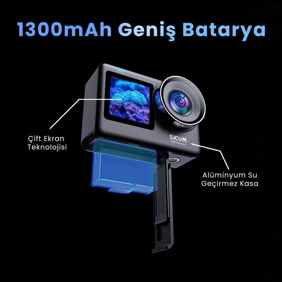 SJCAM SJ10 Pro Dual Screen Wi-Fi 4K UHD Aksiyon Kamerası - 5