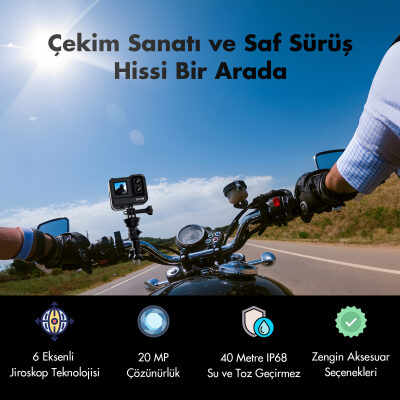 SJCAM SJ20 Dual Lens 4K 30fps 20MP 6 Eksenli Gyro Gece Görüş Aksiyon Kamerası Siyah - 4