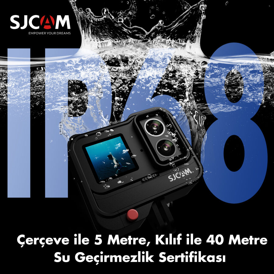 SJCAM SJ20 Dual Lens 4K 30fps 20MP 6 Eksenli Gyro Gece Görüş Aksiyon Kamerası Siyah - 6