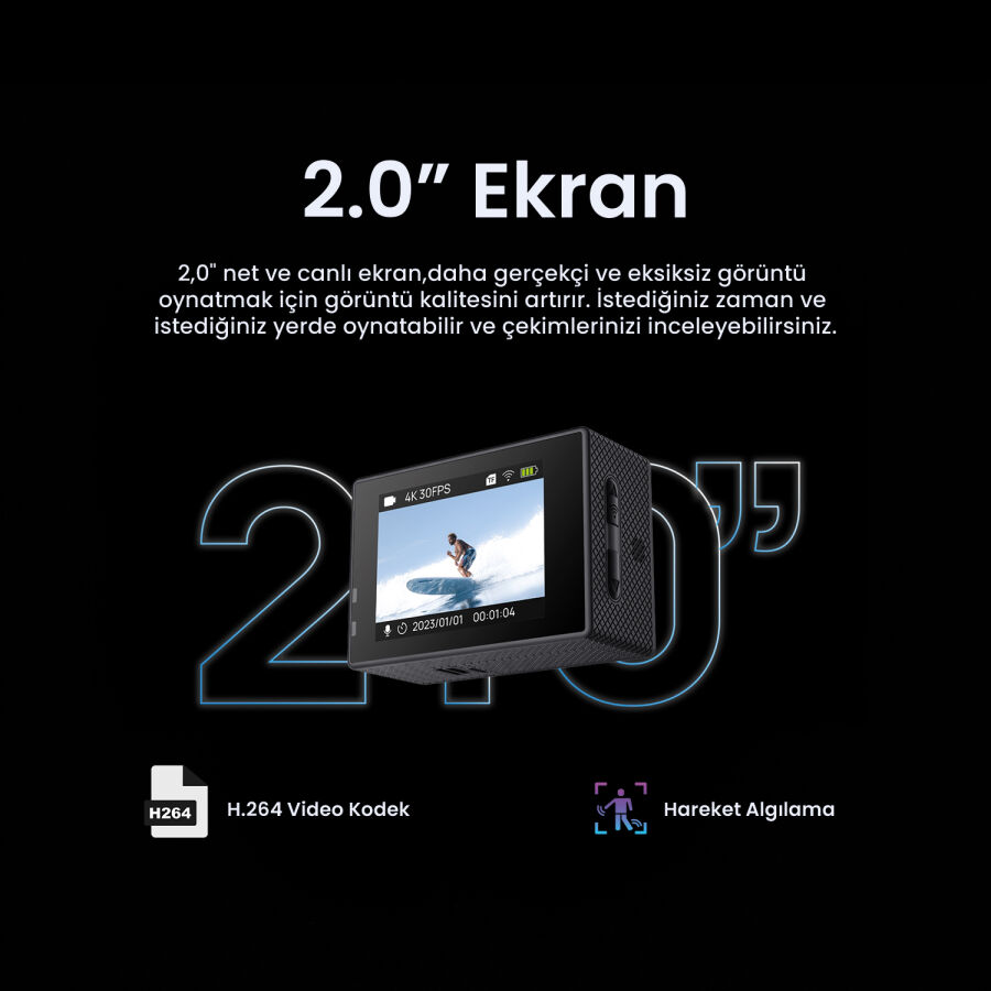 SJCAM SJ4000 Air WiFi 4K Aksiyon Kamerası Siyah - 7