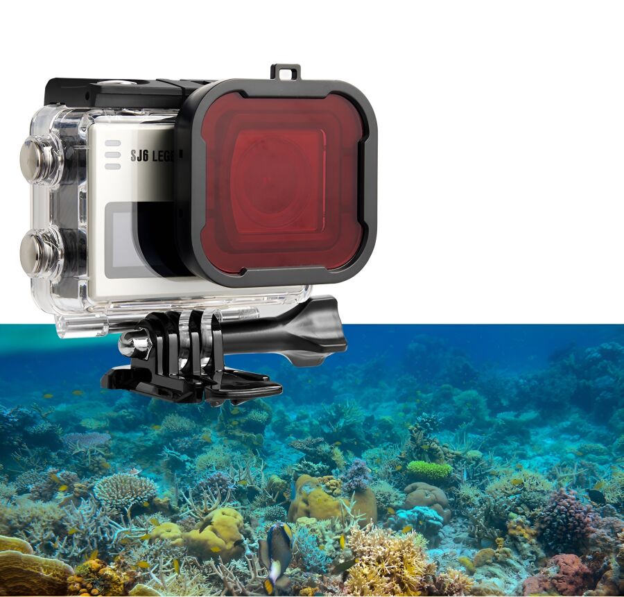 SJCAM SJ6 Aksiyon Kamerası için Su Altı Dalış Filtresi Kırmızı - 2