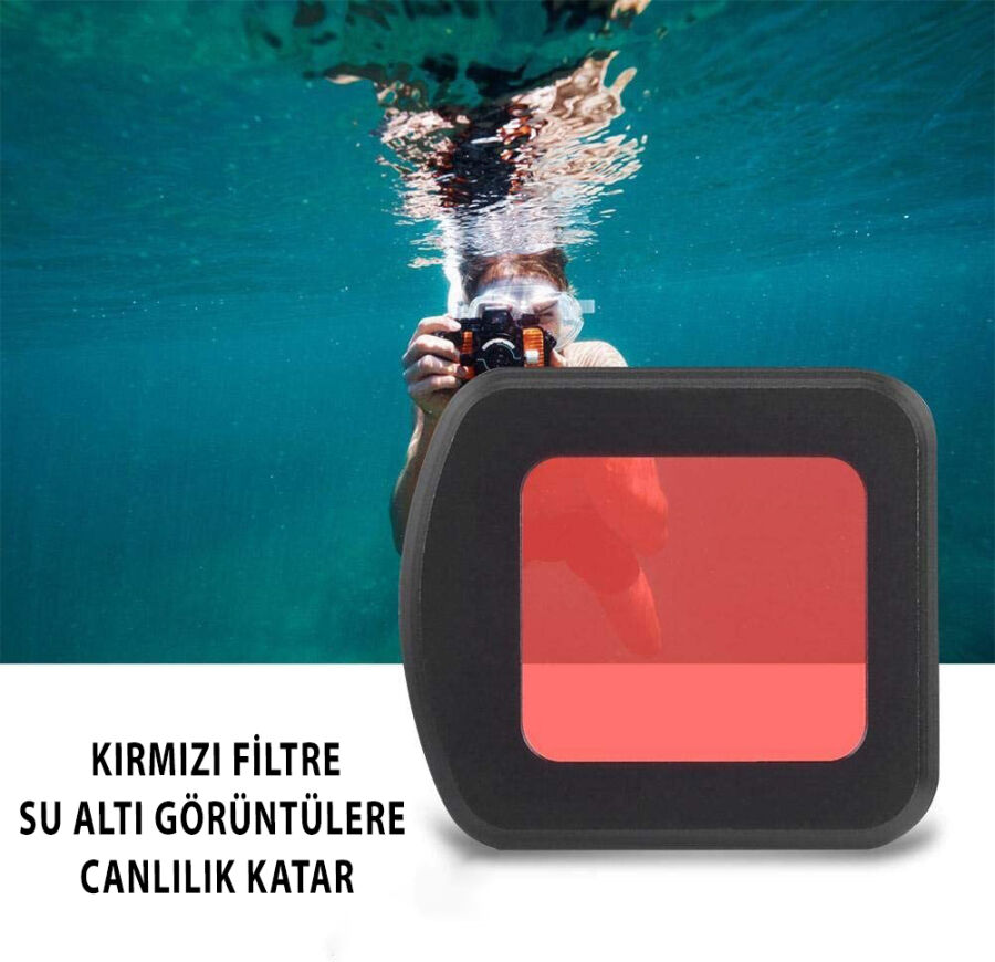 SJCAM SJ8 Aksiyon Kamera Serisi için Su Altı Dalış Filtresi Kırmızı - 2